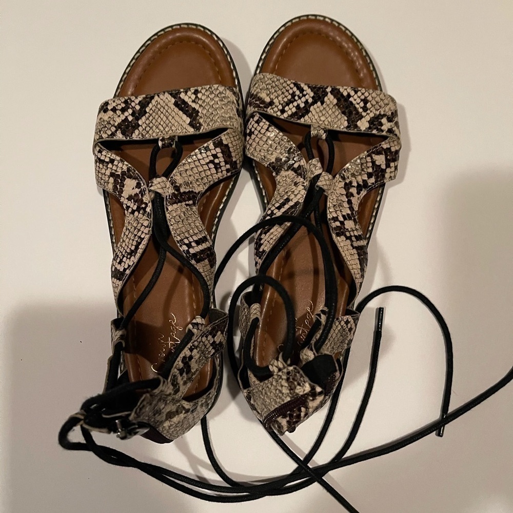 Crown Vintage Snake Skin Lace up sandals